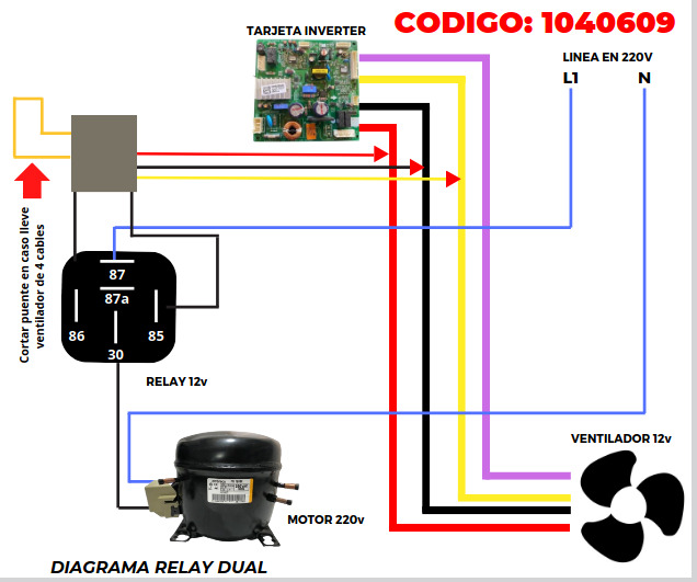 RELAY 12V 80A DUAL 3 o 4 CABLES  SAMSUNG LG