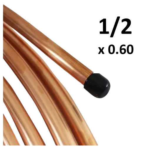 TUBO COBRE 12.75 1/2 * 0.60 X ROLLO 15 metros 3.045 kg