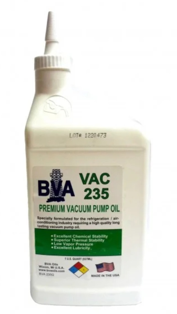 ACEITE BOMBA  VACIO 1/4 gl USA MARCA BVA235