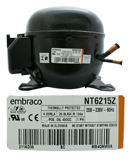 [NT6215Z] MOTOR COMPRESOR EMB.ASPER 3/4 HP R134A 6626.BTU 220V-60Hz  HBP